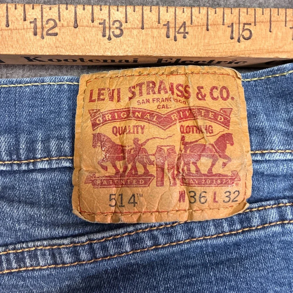 Levi's 514 Straight Fit Jeans Mens‎ 36x32 Blue Denim Work Western Cowboy